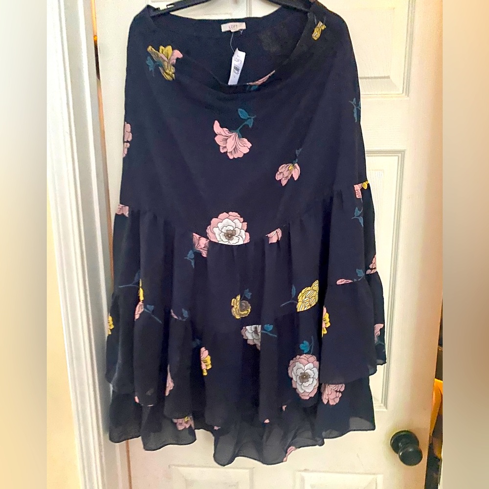 Floral tiered high low style skirt